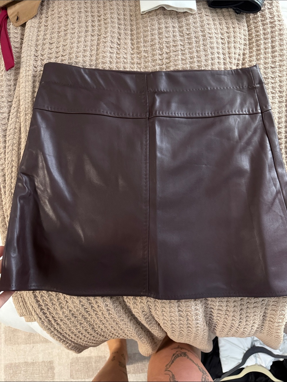 Max Studio Chocolate Brown Faux Leather Mini Skirt